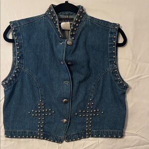 Studded Blue Denim Vest